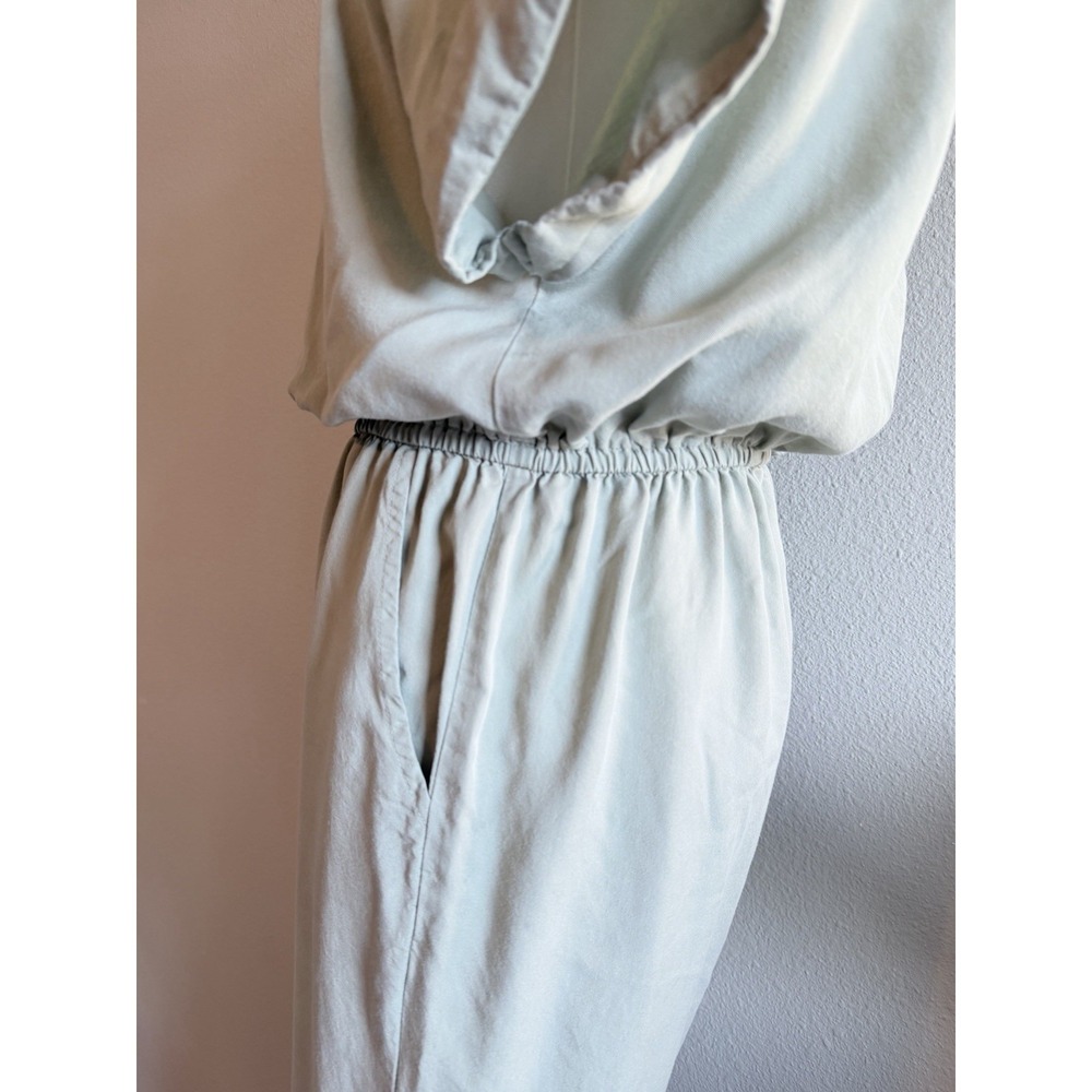 Joppa 100% Lyocell Light Green Short Sleeve Jumpsuit M Elastic Waist Pockets - Picture 7 of 9